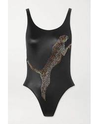 Agent Provocateur Indiana Badeanzug Aus Stretch-satin Mit Kristallen - Schwarz