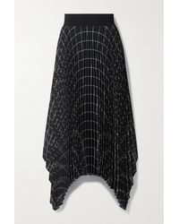 Damen Bekleidung Röcke JOSEPH Ade Asymmetrischer Midirock Aus Kariertem Crêpe De Chine Mit Plissee in Schwarz 
