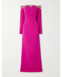 Costarellos - Meline Off-The-Shoulder Crystal-Embellished Crepe Gown - Lyst