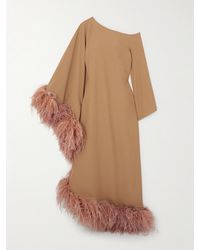 ‎Taller Marmo - Ubud Extravaganza Feather-Trimmed Crepe Maxi Dress - Lyst