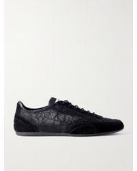 Jimmy Choo - Sunny Leather-Trimmed Suede And Lace Sneakers - Lyst