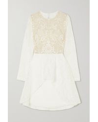 Rime Arodaky Sansa Rückenfreies Minikleid Aus Spitze Und Crêpe - Weiß