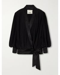 Isabel Marant - Diljane Tie-Detailed Satin-Trimmed Silk-Crepe De Chine Jacket - Lyst