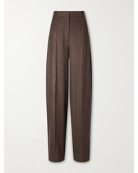 TOTEME - Pleated Flannel Wide-Leg Pants - Lyst