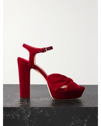 Jimmy Choo - Heloise 120 Knotted Velvet Platform Sandals - Lyst