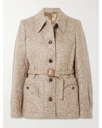 Blazé Milano - Seanna Paint Belted Leather-Trimmed Alpaca And Wool-Blend Jacket - Lyst