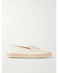 Tod's - Gomma Raffia-Trimmed Bow-Detailed Suede Loafers - Lyst
