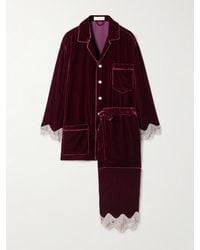 Olivia Von Halle - Fifi Fringed Crystal-Embellished Velvet Pajama Set - Lyst