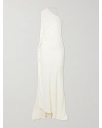 Victoria Beckham - One-Shoulder Open-Back Embellished Draped Ribbed-Knit Gown - Lyst