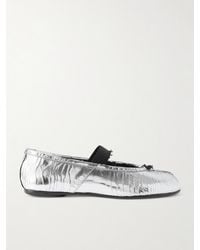 Maison Margiela - Ballerines À Bouts Fendus En Cuir Craquelé Métallisé Tabi - Lyst