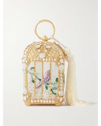 Judith Leiber - Birdcage Tasselled Crystal-Embellished And-Tone Clutch - Lyst