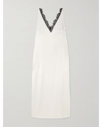Stella McCartney - Lace-Trimmed Satin Midi Dress - Lyst