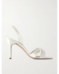 Manolo Blahnik - Ramisli 90 Crystal-Embellished Satin Slingback Sandals - Lyst