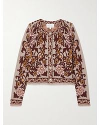 Cara Cara - Livi Frayed Wool And Cotton-Blend Jacquard-Knit Cardigan - Lyst