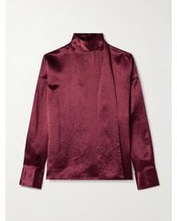 Maria McManus - Scarf-Detailed Crinkled-Satin Blouse - Lyst