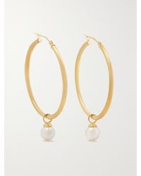 Mateo - Large 14-Karat Pearl Hoop Earrings - Lyst
