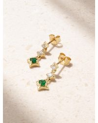 STONE AND STRAND - Boucles D'Oreilles En Or 14 Carats (585/1000) Diamants Et Émeraudes Lights - Lyst