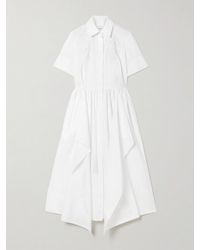 Erdem - Embroidered Gathered Cotton-Poplin Midi Shirt Dress - Lyst