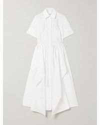 Erdem - Robe-Chemise Midi En Popeline De Coton À Fronces Et À Broderies - Lyst