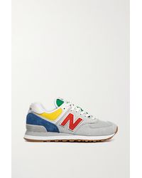 STAUD + New Balance 574 Suede And Mesh Sneakers - Grey