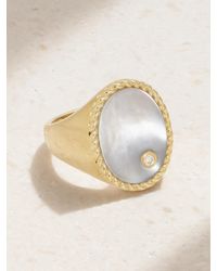 Yvonne Léon - 9-Karat, Mother-Of-Pearl And Diamond Signet Ring - Lyst