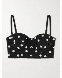 Dolce & Gabbana - Bustier Aus Bedrucktem Mesh Mit Polka-Dots - Lyst