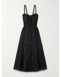 Charo Ruiz - Dafelle Scalloped Guipure Lace-Trimmed Cotton-Blend Voile Midi Dress - Lyst