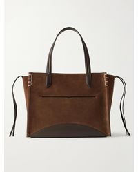 JW Anderson - Loafer Cabas Leather-Trimmed Suede Tote - Lyst
