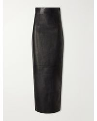 KHAITE - Loxley Leather Midi Skirt - Lyst