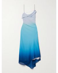 Acne Studios - Draped Asymmetric Embellished Ombré Crepe Midi Dress - Lyst