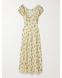 Doen - Florencia Floral-Print Silk-Blend Midi Dress - Lyst