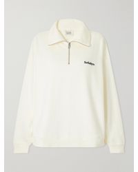 FRAME - Sotheby's Cotton-Jersey Half-Zip Sweatshirt - Lyst