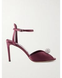 Jimmy Choo - Sacora 85 Crystal-Embellished Satin Sandals - Lyst