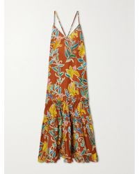 La DoubleJ - Radiosa Tiered Floral-Print Cotton And Silk-Blend Voile Maxi Dress - Lyst