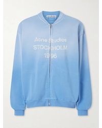 Acne Studios - Fiah Garment-Dyed Printed Cotton-Blend Jersey Zip-Up Sweatshirt - Lyst