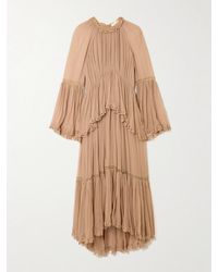 Zimmermann - Hypnotic Midikleid Aus Crêpe De Chine Mit Stufen Und Spitzenbesätzen - Lyst
