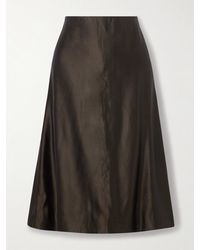 KHAITE - Nania Satin-Twill Midi Skirt - Lyst