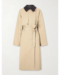 Bottega Veneta - Belted Leather-Trimmed Cotton Trench Coat - Lyst