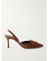 Manolo Blahnik - Maysli 70 Buckled Suede Slingback Pumps - Lyst