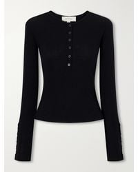 mfpen - Ribbed Merino Wool-Jersey Henley Top - Lyst