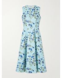 Emilia Wickstead - Floral-Print Faille Midi Dress - Lyst