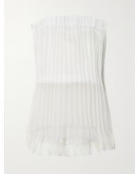 Interior - The Briony Strapless Pleated Layered Silk-Organza And Mesh Top - Lyst
