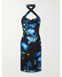 Dolce & Gabbana - Floral-print Silk-blend Charmeuse Halterneck Midi Dress - Lyst