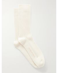 Olivia Von Halle - Spencer Ribbed Silk And Cashmere-Blend Socks - Lyst