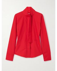 Patou - Tie-Neck Cotton-Poplin Blouse - Lyst