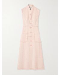 Huishan Zhang - Felicity Belted Fringed Tweed Midi Dress - Lyst