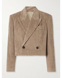 Brunello Cucinelli - Cropped Double-Breasted Cotton-Blend Corduroy Blazer - Lyst