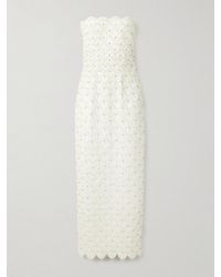 Clio Peppiatt - Strapless Scalloped Embellished Taffeta Gown - Lyst