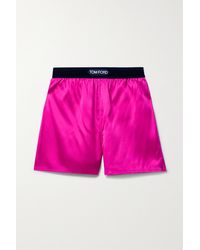 Tom Ford Velvet-trimmed Silk-blend Satin Shorts - Pink