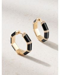 L'Atelier Nawbar - Bamboo Creolen Aus 18 Karat Mit Onyxen Und Diamanten - Lyst